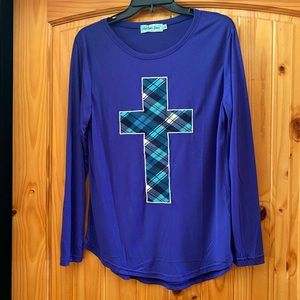 Southern Grace M Womens Boutique Long Sleeve Royal Blue Top